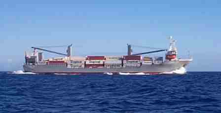 Cargo ships in the Caribbean